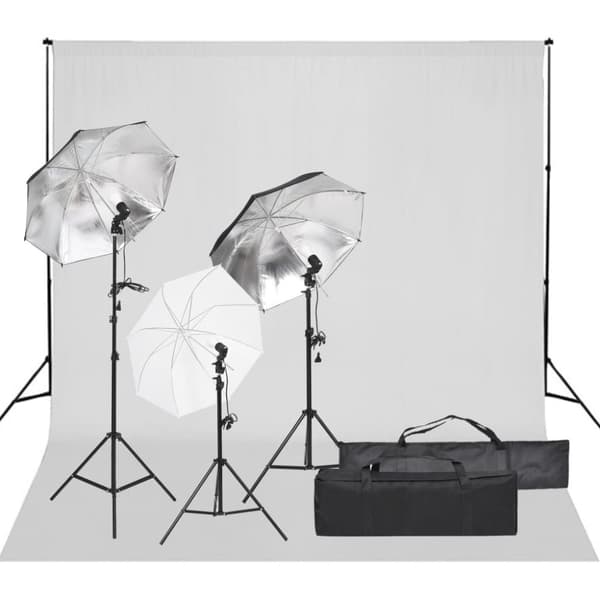 Fotostudio med lampor och bakgrund