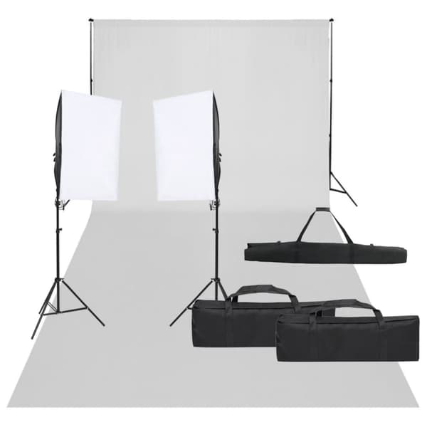 Fotostudio med lampor och bakgrund