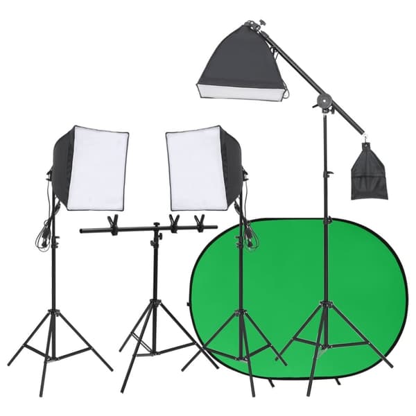 Fotostudio med lampor och bakgrund