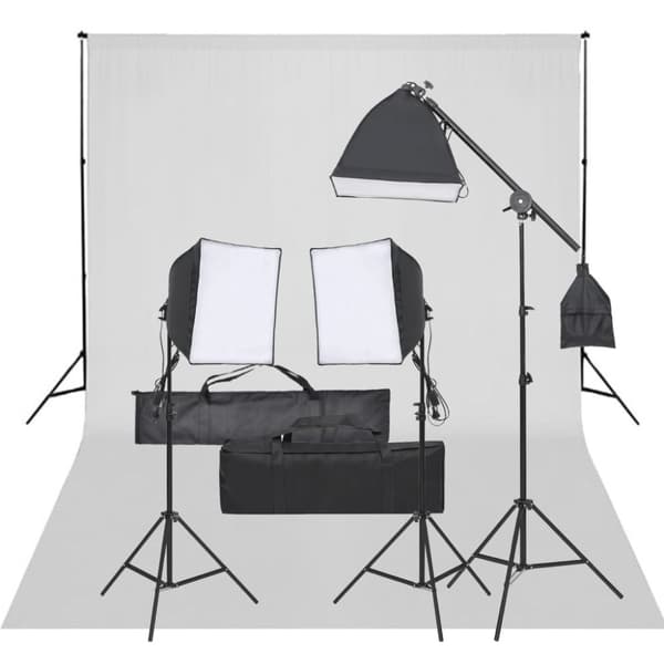 Fotostudio med lampor och bakgrund