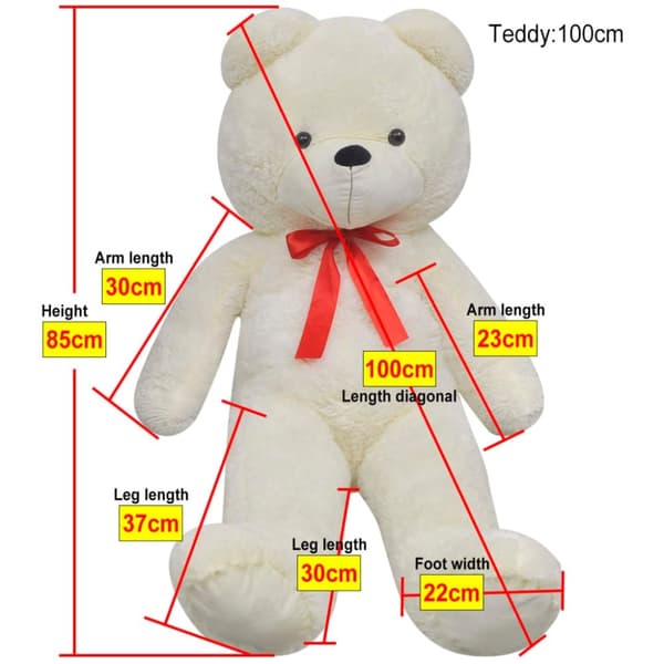 vidaXL blød plysbamse XXL 85 cm hvid