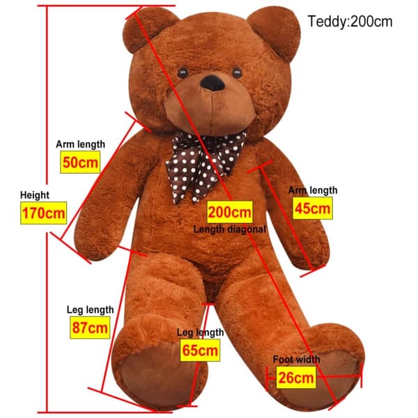 vidaXL Nalle pehmolelu Ruskea 170 cm