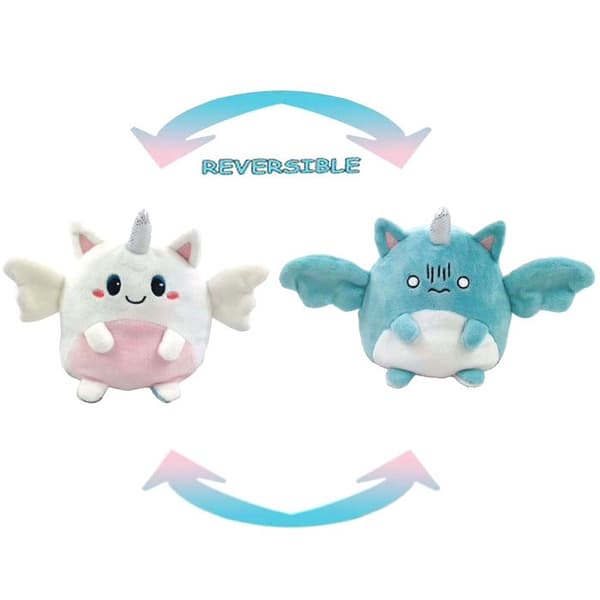 Dubbelsidig vändbar Enhörning plyschleksaker, Reversible Unicorn