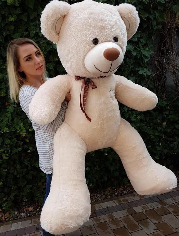 Stor krammebamse - Jeg elsker dig - Blød - Creme