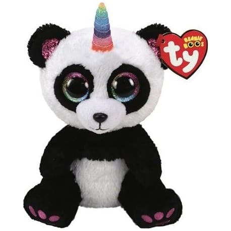 TY Gosedjur Paris Panda med Regnbågshorn, 15,5 cm