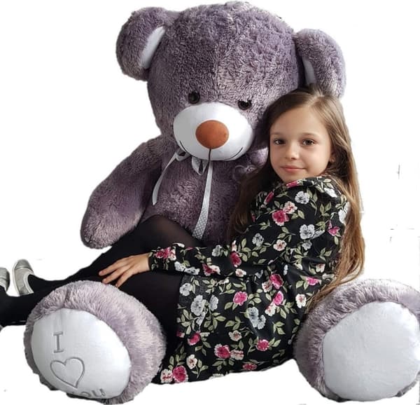 Stor violett nallebjörn med I Love You text broderad 160cm