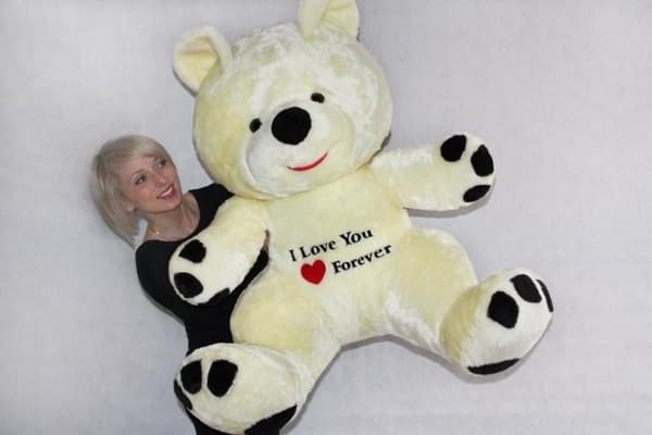 Stor nallebjörn vit röd I love you 120 cm I Love You
