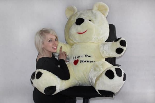 Stor nallebjörn vit röd I love you 120 cm I Love You