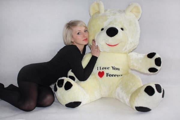 Stor nallebjörn vit röd I love you 120 cm I Love You