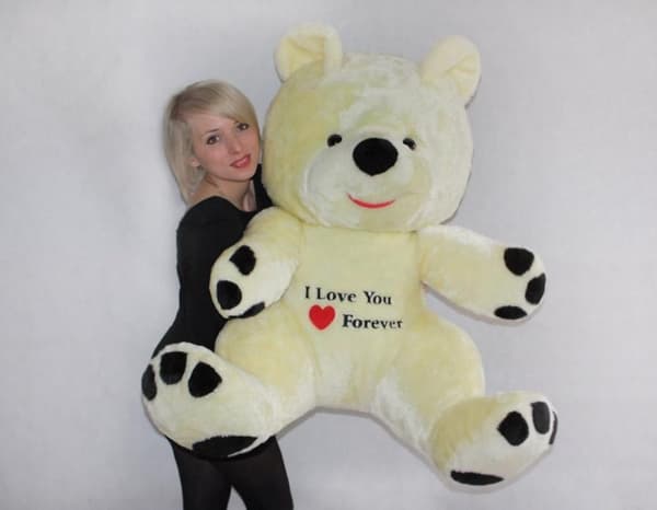 Stor nallebjörn vit röd I love you 120 cm I Love You