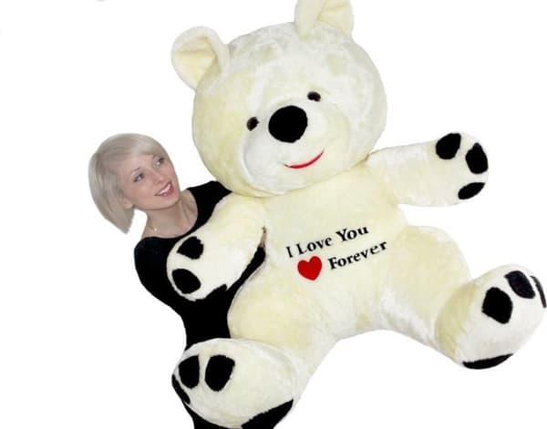Stor nallebjörn vit röd I love you 120 cm I Love You