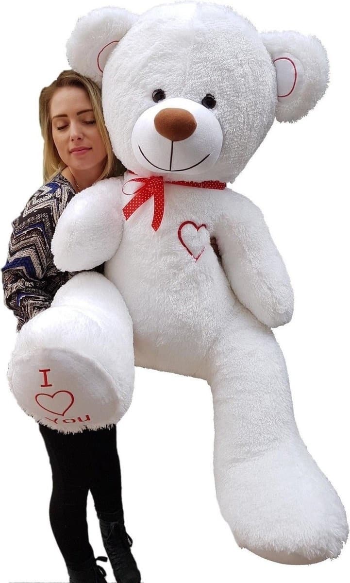 Stor vit nallebjörn med i love you text 190cm!