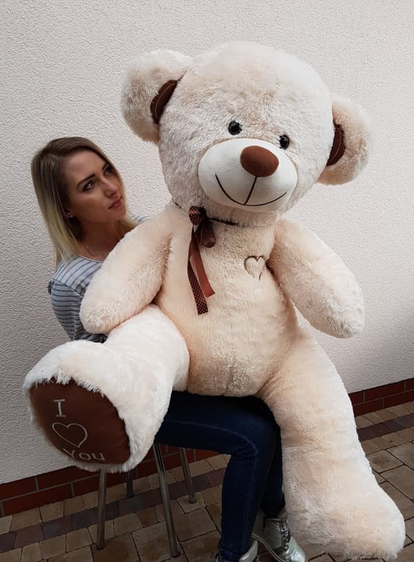 Kæmpe stor bamse blødt kæletøj 75 x 85 cm - beige og brun