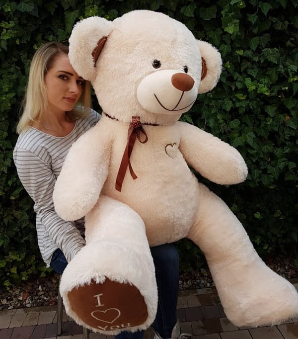 Kæmpe stor bamse blødt kæletøj 75 x 85 cm - beige og brun