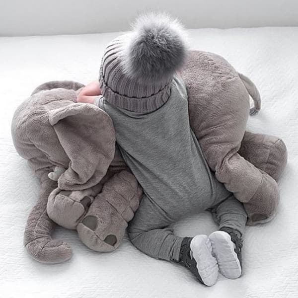 Stor kram - Elefant - Goskudde - Plysch - Grå