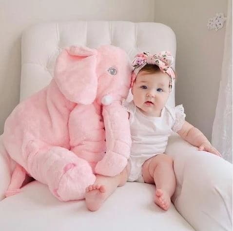 Stor kram - Elefant - Goskudde - Plysch - Rosa
