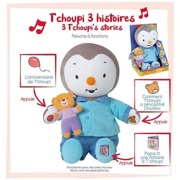 T'CHOUPI Tell me a story mjukis - JEMINI - ± 30 cm - Blå - Barn - Blandat