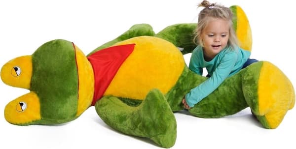 Stor krammefrø grøn gul 125 cm XL