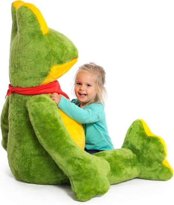 Stor krammefrø grøn gul 125 cm XL