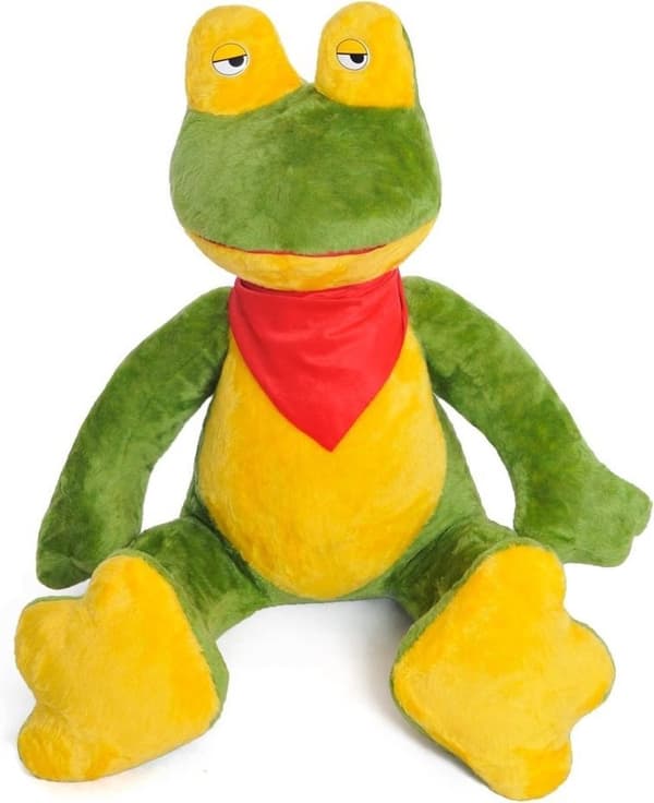 Stor krammefrø grøn gul 125 cm XL
