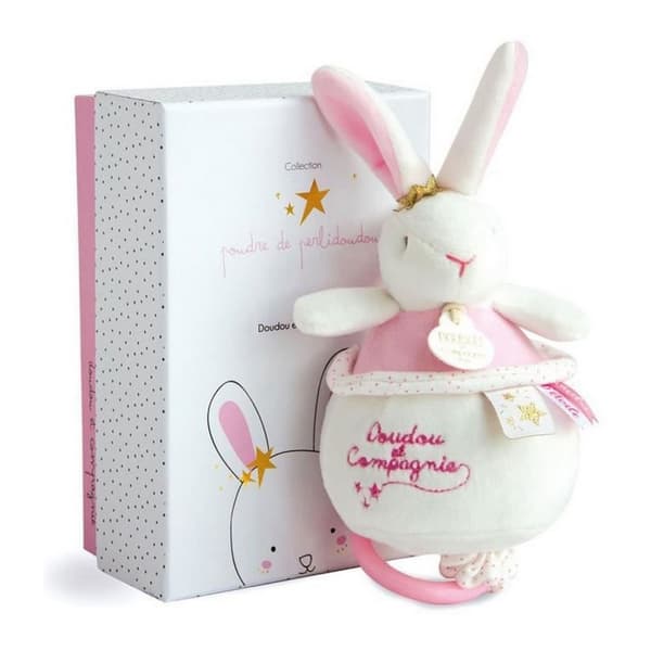 Bamse med Lyd Doudou et Compagnie Rabbit Flowers Pink Kanin