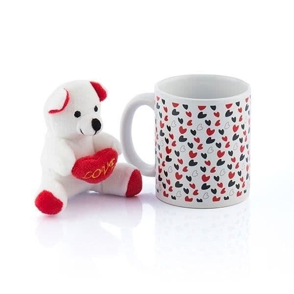 Tasse - Märke - Modell - Keramik - 325 ml - Nalle med röd hjärta