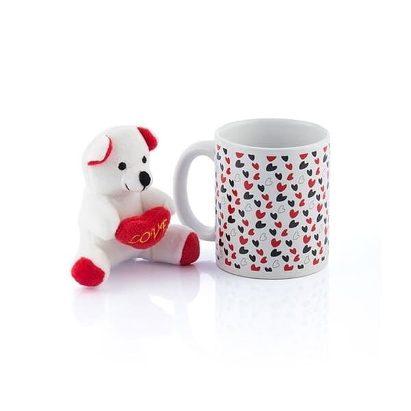 Tasse - Märke - Modell - Keramik - 325 ml - Nalle med röd hjärta