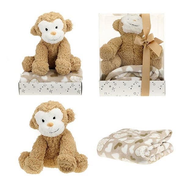 Toi-Toys Plush Monkey + krammetæppe i gaveæske