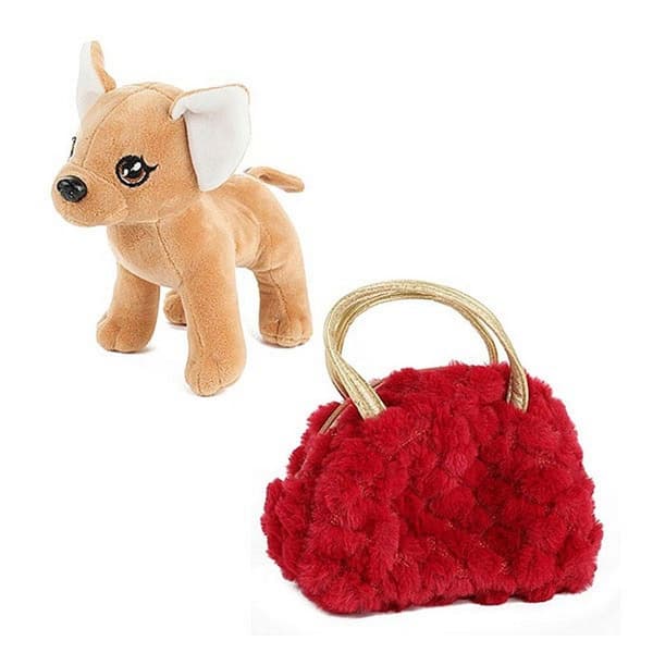 Pluchen Chihuahua Hond i Blingbling Handtas Assorti