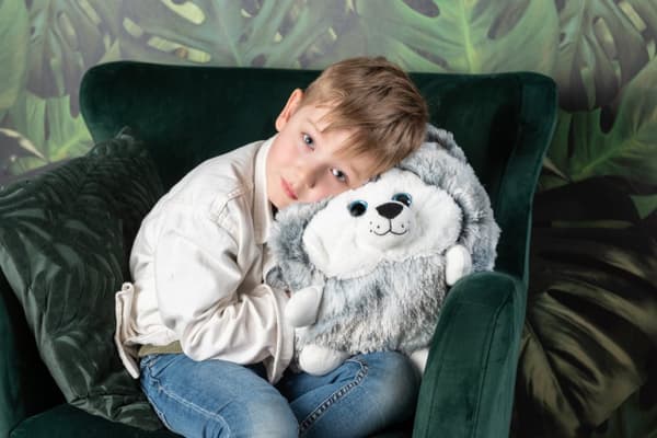 Noxxiez Jätte nallebjörn, handvärmare och kudde - Husky Hund