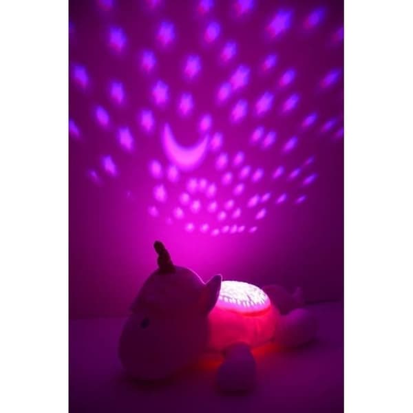 UNICORN nattlampa och musikalisk plyschleksak - JEMINI - +/- 39 cm - Rosa - Batterier - Plysch
