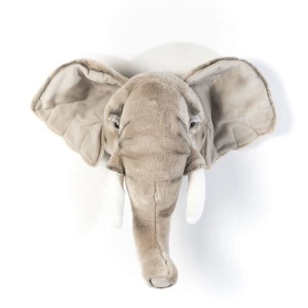 Elephant Plush Trophy - BIBIB - BB33 - Dekoration - Plysch Elephant Head - Grå - För barn