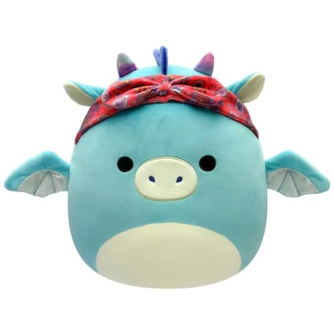Squishmallows Tatiana the Teal Dragon med Bandana, 19 cm