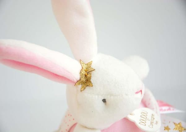 DOUDOU ET COMPAGNIE - Kaninblommor - Musikalisk mjukis för baby - Vit och rosa - 15 cm