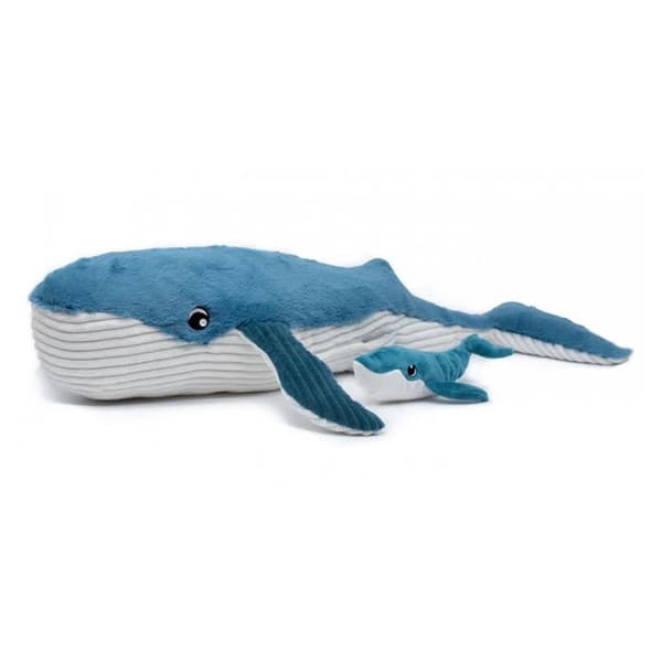 Les Déglingos - Plysch Ptipotos Whale mom baby blue - GLOBE TROTOYS