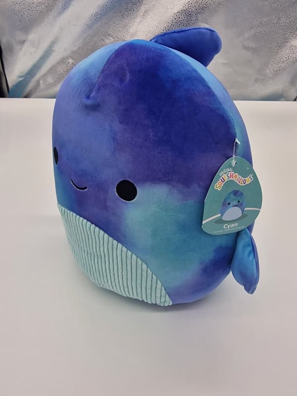 Squishmallows Sea Life Squad Cyan Whale, 7.5 Inch Plush