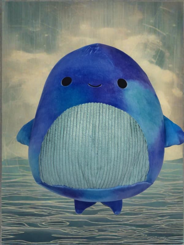 Squishmallows Sea Life Squad Cyan Whale, 7.5 Inch Plush