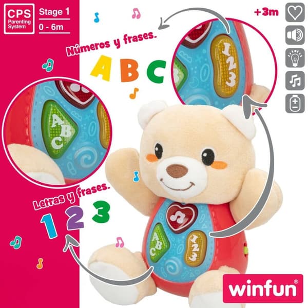 Soft toy with sounds Winfun Bear 16,5 x 18 x 11,5 cm (12 Units)