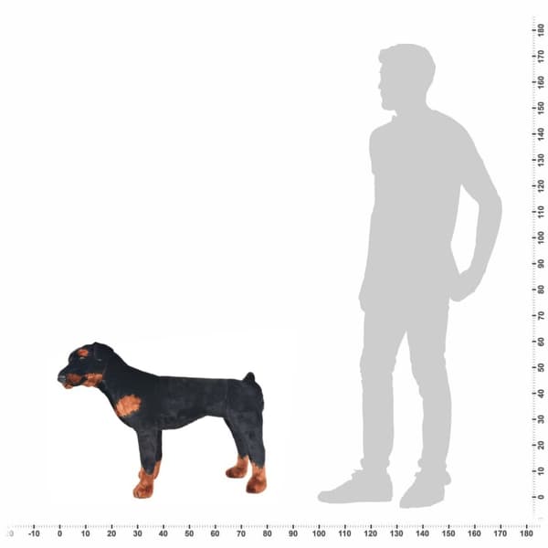 stående tøjdyr rottweiler plysstof XXL sort og brun