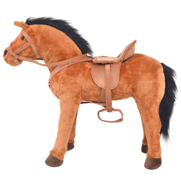stående tøjdyr hest plysstof brun