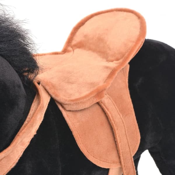 stående tøjdyr hest plysstof sort