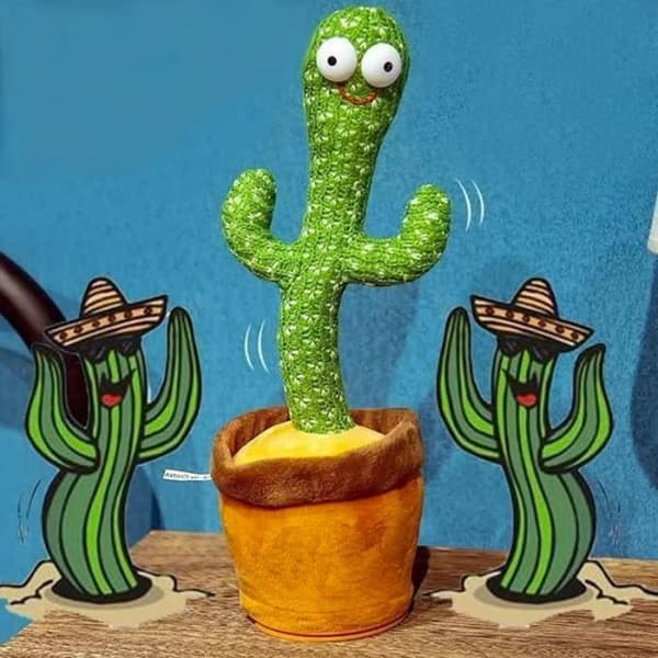 SHOP-STORY - CACTUS GRINGO: 35 cm Cactus Plyschleksak som dansar, sjunger och upprepar