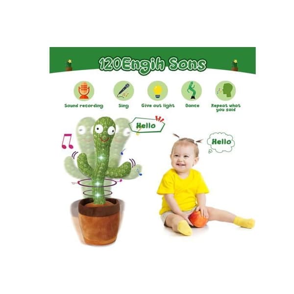 Musical Cactus Plysch för bebis - Repeterande kaktusleksak - Dansande kaktus - Babyplyschkaktus