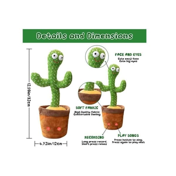 Musical Cactus Plysch för bebis - Repeterande kaktusleksak - Dansande kaktus - Babyplyschkaktus