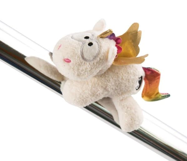 Nici Plyschleksak - 47373 - Unicorn Mag Rainbow Yang 12cm, Vit/Mångfärgad, Kuscheltier Magnet Einhorn