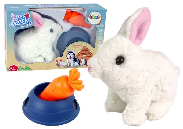 Interaktiv maskot kanin kanin vit skål morot