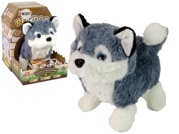 Interaktiv Husky Dog Mascot går, bevæger halen, lyder