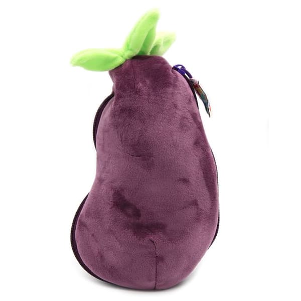 Plyschleksak - Les Déglingos - Flipetz Elephant Aubergine - 2 i 1 - Tvättbar - 13x10x24 cm