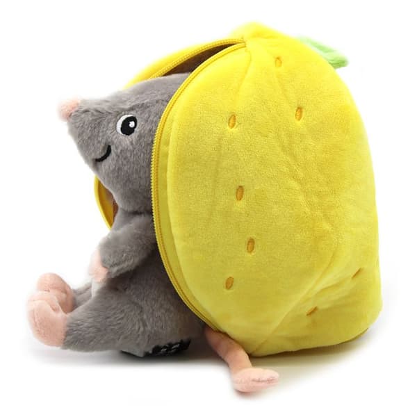 Plyschleksak - Les Déglingos - Flipetz Lemon Mouse - 2 i 1 - Gul - 15x13x22 cm
