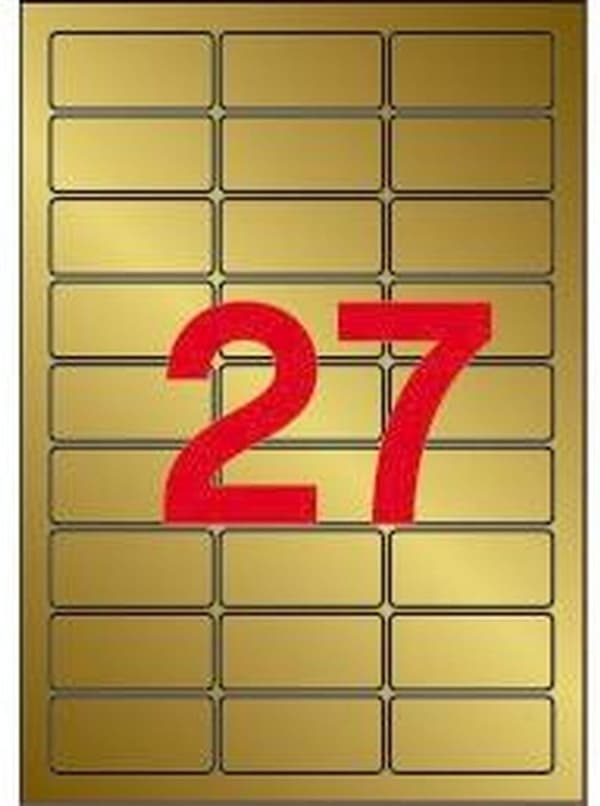 Skrivaretiketter Apli 63,5 x 29,6 mm Guld 20 ark